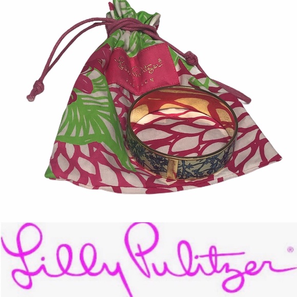 Lilly Pulitzer Jewelry - Lilly Pulitzer Blue Monkey Floral Bangle Bracelet